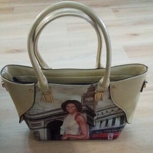 Elegant Cream and Black Tote Bag